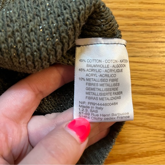 1.2.3. Paris olive green and gold knit sweater size small - Picture 5 of 6